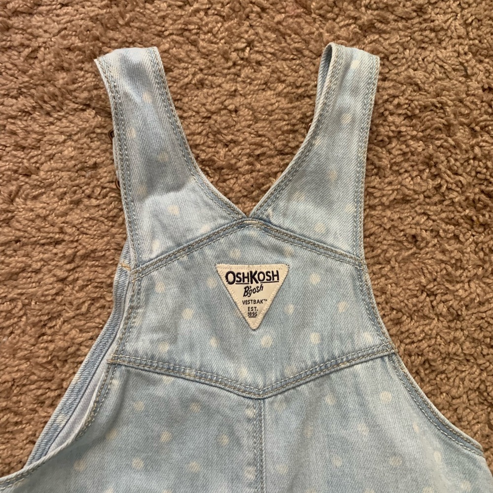 OshKosh B’gosh Infant Baby Polka Dotted Denim Overalls - Picture 8 of 13